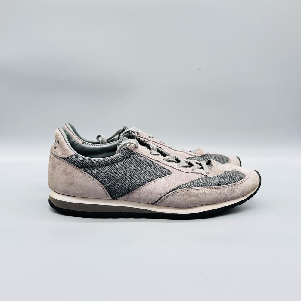 Brooks Shoes Mens 9.5 Gray Suede Herringbone Vanguard Athletic Sneakers Comfort